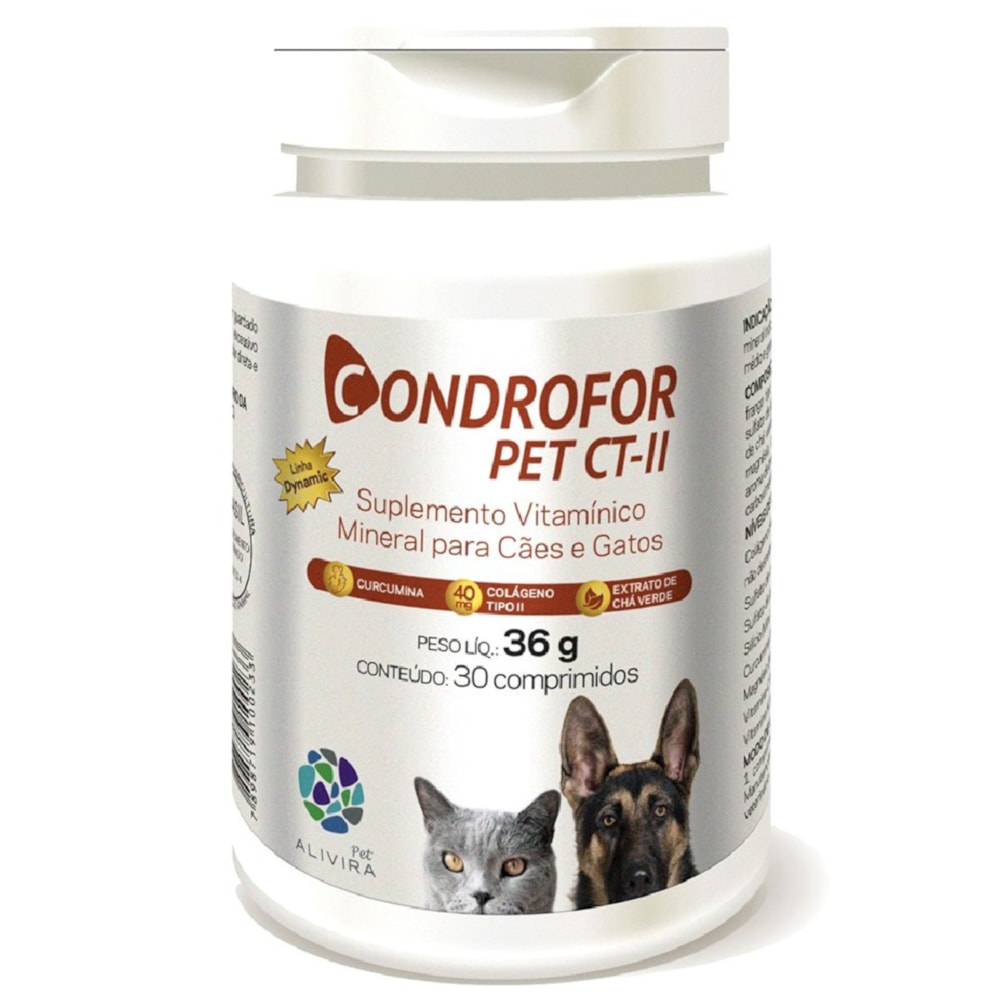 Suplemento para Cães e Gatos Condrofor PET CT-II 30 Comprimidos Alivira