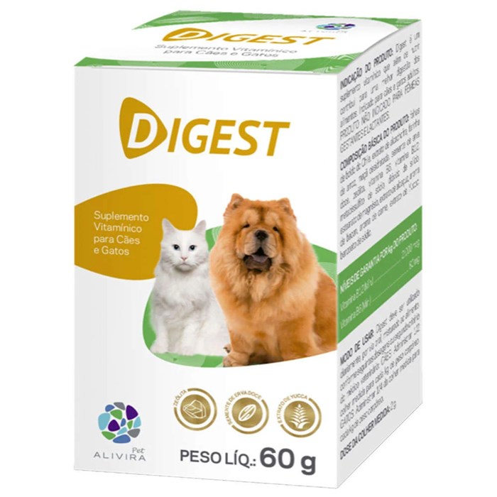 Suplemento para Cães e Gatos Digest Tabs 60g Alivira