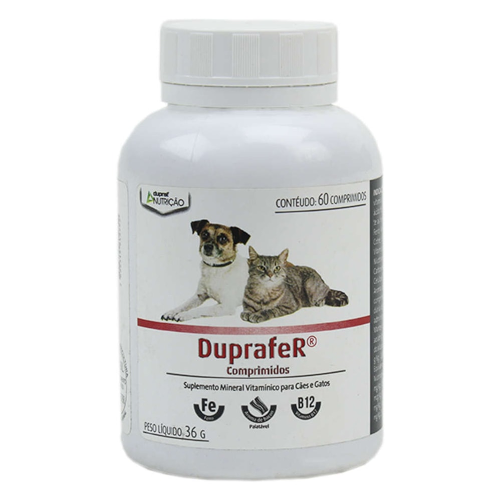 Suplemento para Cães e Gatos Duprafer 60 Comprimidos Alivira