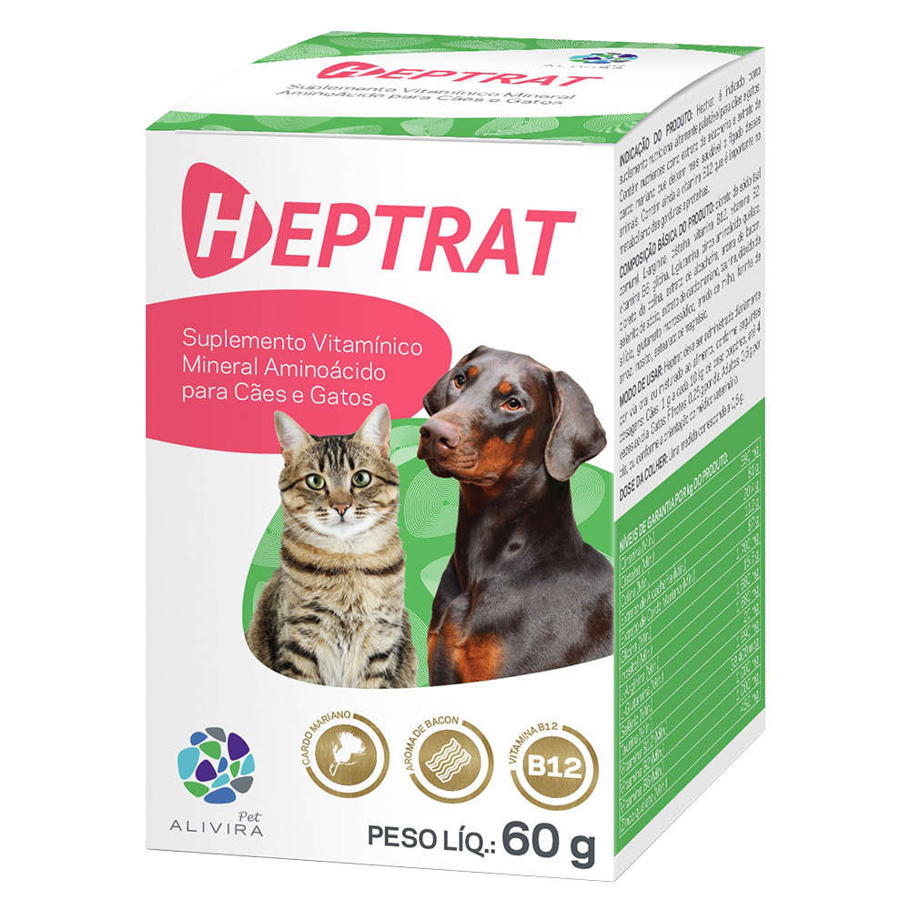 Suplemento para Cães e Gatos Heptrat 60g Alivira