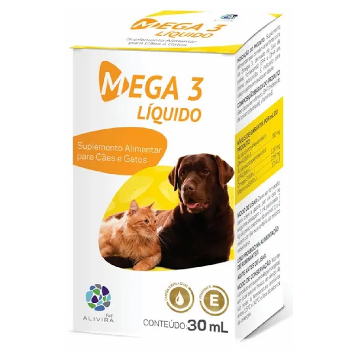 Suplemento para Cães e Gatos Mega 3 Liquido 30ml Alivira