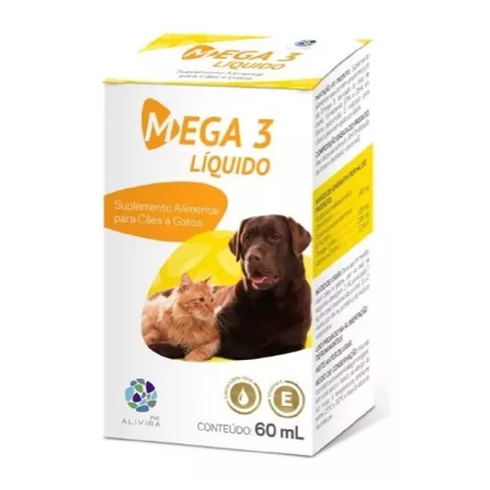 Suplemento para Cães e Gatos Mega 3 Liquido 60ml Alivira