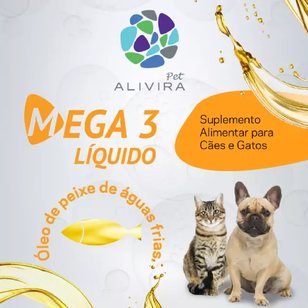 Suplemento para Cães e Gatos Mega 3 Liquido 60ml Alivira