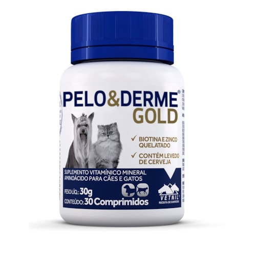 Suplemento Pelo & Derme Gold Vetnil para Cães e Gatos 30g