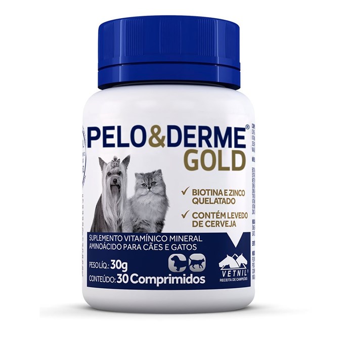 Suplemento Pelo & Derme Gold Vetnil para Cães e Gatos 30g