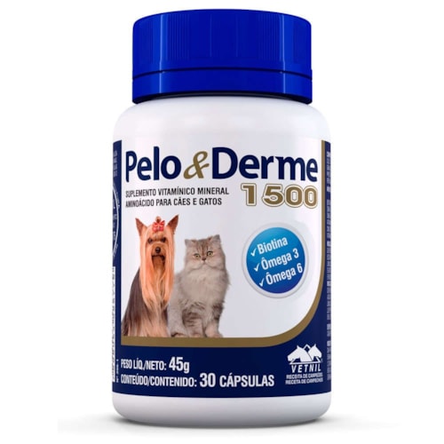 Suplemento Pelo & Derme Vetnil 1500 para Cães e Gatos 