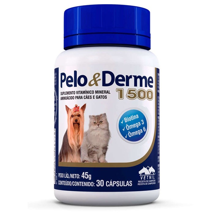 Suplemento Pelo & Derme Vetnil 1500 para Cães e Gatos 