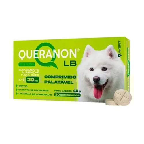 Suplemento Queranon Avert Pele e Pelagem para Cães 30 Comprimidos