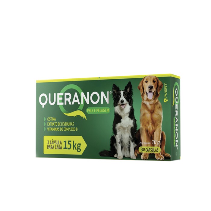 Suplemento Queranon Avert Pele e Pelagem para Cães até 15KG 30 Cápsulas