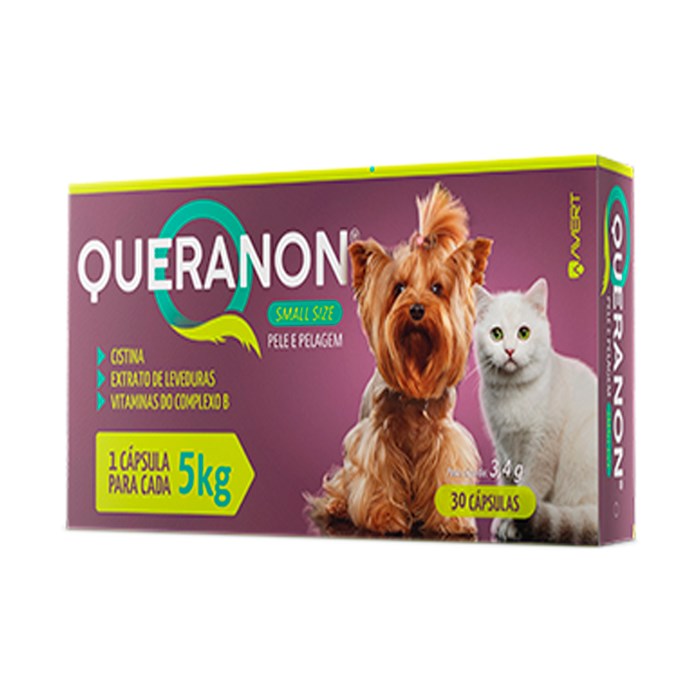 Suplemento Queranon Avert Pele e Pelagem para Cães e Gatos 30 Cápsulas
