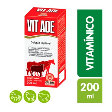 Suplemento Vitamínico Vit ADE Calbos Uso Veterinário 200 ml 