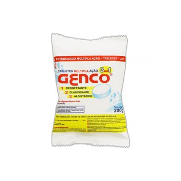 Tablete Cloro Mult-Ação 3 em 1 Genco Genclor para Piscina 200 g