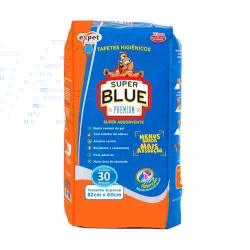 Tapete Higiênico Expet Super Blue Premium com 30 Unidades