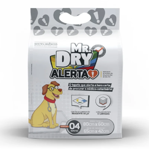 Tapete Higiênico Mr. Dry Alerta com 4 Unidades 80x60cm