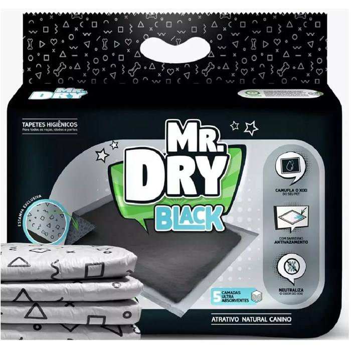 Tapete Higiênico Mr. Dry Black 30unds 80X60cm - Petiscão