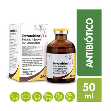 Terramicina LA Zoetis Antibiótico Injetável 50ml