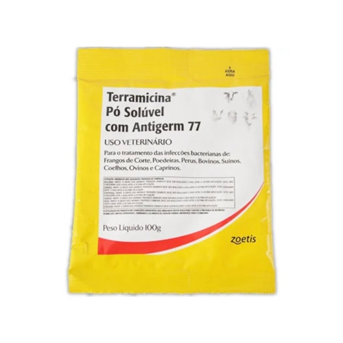 Terramicina Pó Solúvel com Antigerm 77 Zoetis 100g 