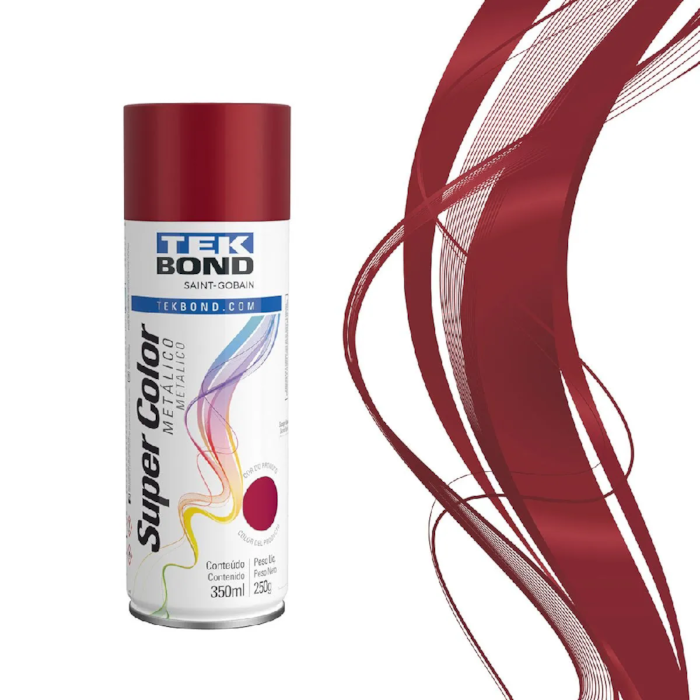 Tinta em Spray Vermelho Metálico 350ml - Tekbond