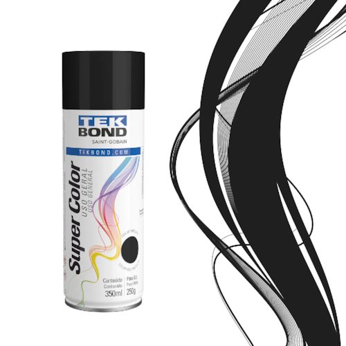 Tinta Spray Preto Brilhante Tekbond 350ml 23011006900