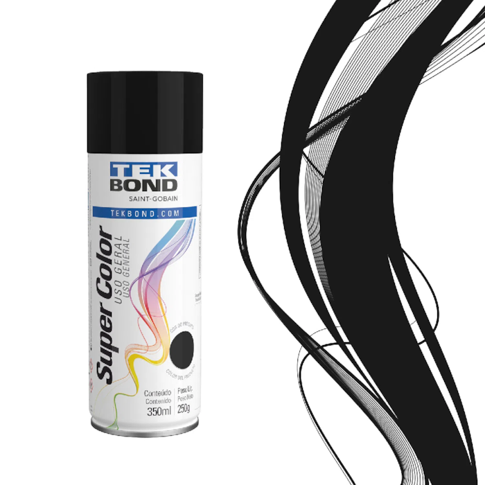 Tinta Spray Preto Fosco Tekbond 350ml 23001006900 