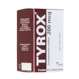 Tyrox Levotiroxina Sódica Reposição Hormonal Para Cães 60 Comprimidos - Cepav