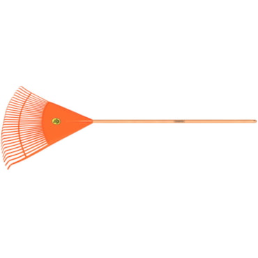 Vassoura Plástica Laranja Tramontina com 30 Dentes e Cabo de Madeira 120 cm