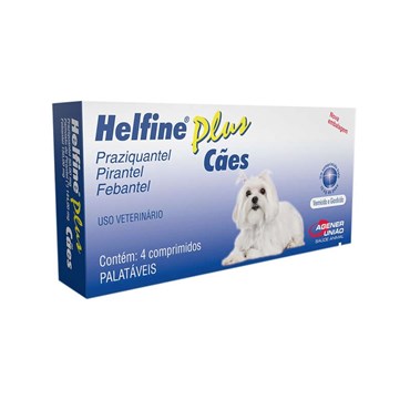 Vermífugo Helfine Plus para Cães 10 kg - 4 Comprimidos