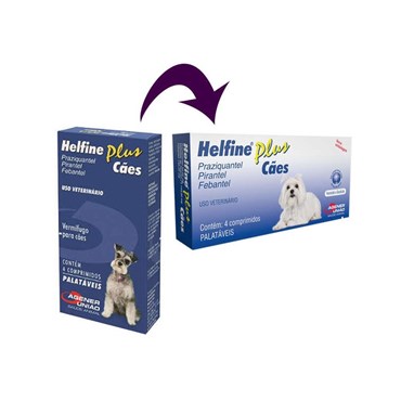 Vermífugo Helfine Plus para Cães 10kg - 4 Comprimidos