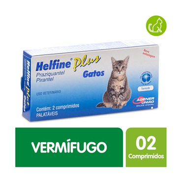  Vermífugo Helfine Plus para Gatos - 2 Comprimidos