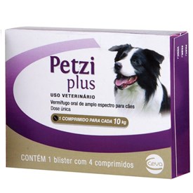 Vermífugo Petzi Plus 700mg 10kg - 4 Comprimidos