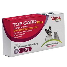 Vermífugo Top Gard Plus para Cães e Gatos com 4 Comprimidos