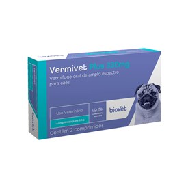 Vermífugo Vermivet Plus para Cães 330 mg - 2 Comprimidos