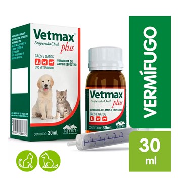 Vermífugo Vetmax Plus Vetnil Suspensão Uso Veterinário 30 ml