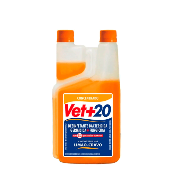 Vet+20 Desinfetante Concentrado Bactericida + Germicida + Fungicida Limão Cravo 1 Litro