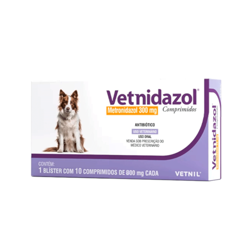 Vetnidazol Comprimidos Metronidazol Antimicrobiano 300 mg Cães e Gatos 10 Comprimidos