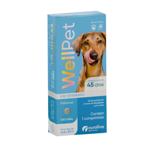 WellPet Antiparasitário Ouro Fino 100 mg Cães de 4,6 a 10 kg