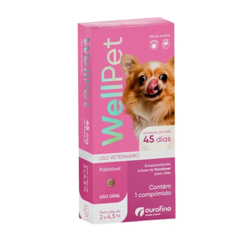 WellPet Antiparasitário Ouro Fino 45 mg Cães de 2 a 4,5 kg
