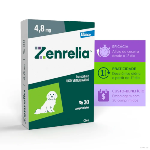 Zenrelia Elanco Controle Dermatite Atópica 30 Comprimidos 4,8 mg