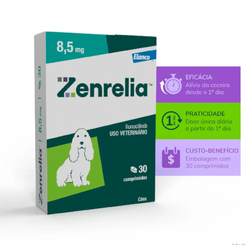 Zenrelia Elanco Controle Dermatite Atópica 30 Comprimidos 8,5 mg